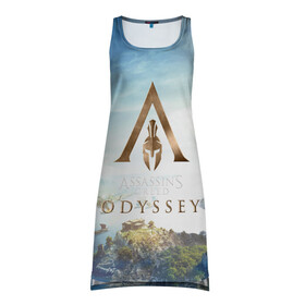 Платье-майка 3D с принтом ASSASSIN`S CREED | АССАССИНС КРИД (Z) в городе Новоалтайск, 100% полиэстер | полуприлегающий силуэт, широкие бретели, круглый вырез горловины, удлиненный подол сзади. | slayer | асасин | ассасин крид | ассассин | тамплиеры