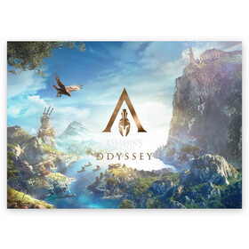 Поздравительная открытка с принтом ASSASSIN`S CREED | АССАССИНС КРИД (Z) в городе Новоалтайск, 100% бумага | плотность бумаги 280 г/м2, матовая, на обратной стороне линовка и место для марки
 | Тематика изображения на принте: slayer | асасин | ассасин крид | ассассин | тамплиеры