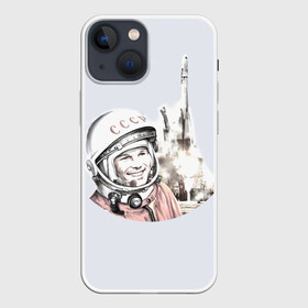 Чехол для iPhone 13 mini с принтом Юрий Гагарин космический свет в городе Новоалтайск,  |  | 12 апреля | апрель | астронавт | восток | гагарин | день | космонавт | космонавтики | космофест | купить | летчик космонавт | май | первый | принт | россия | русский | с космонавтом | с принтом | ссср