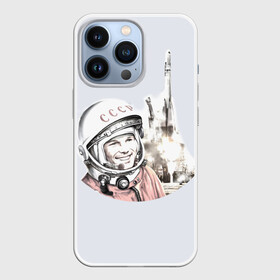 Чехол для iPhone 13 Pro с принтом Юрий Гагарин космический свет в городе Новоалтайск,  |  | 12 апреля | апрель | астронавт | восток | гагарин | день | космонавт | космонавтики | космофест | купить | летчик космонавт | май | первый | принт | россия | русский | с космонавтом | с принтом | ссср