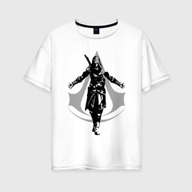 Женская футболка хлопок Oversize с принтом ASSASSIN`S CREED в городе Новоалтайск, 100% хлопок | свободный крой, круглый ворот, спущенный рукав, длина до линии бедер
 | slayer | асасин | ассасин крид | ассассин | тамплиеры
