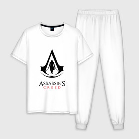 Мужская пижама хлопок с принтом ASSASSINS CREED. в городе Новоалтайск, 100% хлопок | брюки и футболка прямого кроя, без карманов, на брюках мягкая резинка на поясе и по низу штанин
 | slayer | асасин | ассасин крид | ассассин | тамплиеры