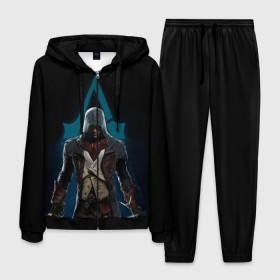 Мужской костюм 3D с принтом ASSASSINS CREED. в городе Новоалтайск, 100% полиэстер | Манжеты и пояс оформлены тканевой резинкой, двухслойный капюшон со шнурком для регулировки, карманы спереди | Тематика изображения на принте: slayer | асасин | ассасин крид | ассассин | тамплиеры