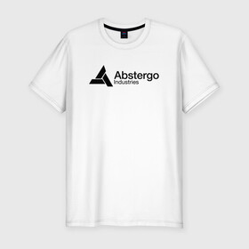 Мужская футболка хлопок Slim с принтом Abstergo Industries в городе Новоалтайск, 92% хлопок, 8% лайкра | приталенный силуэт, круглый вырез ворота, длина до линии бедра, короткий рукав | black flag | brotherhood | chronicles | creed | game | origins | revelations | rogue | syndicate | unity | альтаир | ассасин | игры | кинжал | пираты