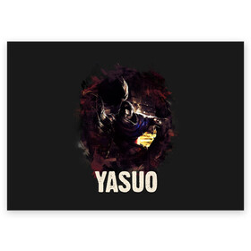 Поздравительная открытка с принтом Yasuo в городе Новоалтайск, 100% бумага | плотность бумаги 280 г/м2, матовая, на обратной стороне линовка и место для марки
 | Тематика изображения на принте: jinx | kda | league | lol | moba | pentakill | riot | rise | rus | skins | варвик | варус | воин | легенд | лига | лол | маг | стрелок | танк | чемпион