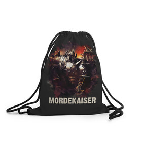 Рюкзак-мешок 3D с принтом Mordekaiser в городе Новоалтайск, 100% полиэстер | плотность ткани — 200 г/м2, размер — 35 х 45 см; лямки — толстые шнурки, застежка на шнуровке, без карманов и подкладки | jinx | kda | league | lol | moba | pentakill | riot | rise | rus | skins | варвик | варус | воин | легенд | лига | лол | маг | стрелок | танк | чемпион