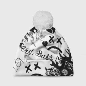 Шапка 3D c помпоном с принтом LIL PEEP | ЛИЛ ПИП в городе Новоалтайск, 100% полиэстер | универсальный размер, печать по всей поверхности изделия | lil peep | lil prince | pink | зарубежная музыка | лил пип | маленький принц