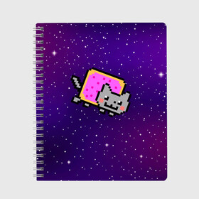 Тетрадь с принтом Nyan Cat в городе Новоалтайск, 100% бумага | 48 листов, плотность листов — 60 г/м2, плотность картонной обложки — 250 г/м2. Листы скреплены сбоку удобной пружинной спиралью. Уголки страниц и обложки скругленные. Цвет линий — светло-серый
 | Тематика изображения на принте: cat | meme | nyan cat | space | youtube | животное | звезды | интернет | космос | кошка | мем | прикол | радуга | юмор | ютуб