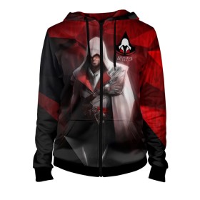 Женская толстовка 3D на молнии с принтом Assasins creed в городе Новоалтайск, 100% полиэстер | длина до линии бедра, манжеты и пояс оформлены мягкой тканевой резинкой, двухслойный капюшон со шнурком для регулировки, спереди молния, по бокам два кармана | creed | асасин | асасин крид | ассасин | ассассин | войско | крид | меч | приключения | самурай