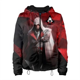 Женская куртка 3D с принтом Assasins creed в городе Новоалтайск, ткань верха — 100% полиэстер, подклад — флис | прямой крой, подол и капюшон оформлены резинкой с фиксаторами, два кармана без застежек по бокам, один большой потайной карман на груди. Карман на груди застегивается на липучку | Тематика изображения на принте: creed | асасин | асасин крид | ассасин | ассассин | войско | крид | меч | приключения | самурай