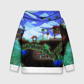 Детская толстовка 3D с принтом TERRARIA в городе Новоалтайск, 100% полиэстер | двухслойный капюшон со шнурком для регулировки, мягкие манжеты на рукавах и по низу толстовки, спереди карман-кенгуру с мягким внутренним слоем | game | pixel | terraria | игра | пиксель | террариа