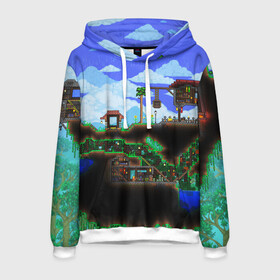 Мужская толстовка 3D с принтом TERRARIA в городе Новоалтайск, 100% полиэстер | двухслойный капюшон со шнурком для регулировки, мягкие манжеты на рукавах и по низу толстовки, спереди карман-кенгуру с мягким внутренним слоем. | game | pixel | terraria | игра | пиксель | террариа
