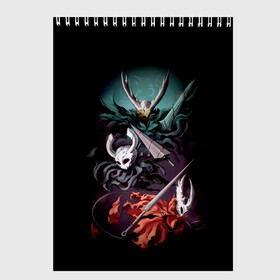 Скетчбук с принтом Hollow Knight в городе Новоалтайск, 100% бумага
 | 48 листов, плотность листов — 100 г/м2, плотность картонной обложки — 250 г/м2. Листы скреплены сверху удобной пружинной спиралью | grimm | hallounest | heart of nightmare | hollow knight | hornet | knight | quirrell | silksong | гримм | квиррел | рыцарь | халлоунест | холлоу найт | хорнет