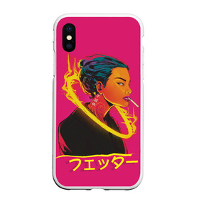 Чехол для iPhone XS Max матовый с принтом Cyberfire 404 в городе Новоалтайск, Силикон | Область печати: задняя сторона чехла, без боковых панелей | anime | cool | cyber | cyberpunk.2077 | fire | future | girl | japan | style | trend.стиль | аниме | девушка | иероглифы | кибер | киберпанк.будущее | косяк | круто | крутой | мода | огонь | тренд | хайп | япония