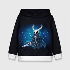 Детская толстовка 3D с принтом Hollow Knight в городе Новоалтайск, 100% полиэстер | двухслойный капюшон со шнурком для регулировки, мягкие манжеты на рукавах и по низу толстовки, спереди карман-кенгуру с мягким внутренним слоем | Тематика изображения на принте: grimm | hallounest | heart of nightmare | hollow knight | hornet | knight | quirrell | silksong | гримм | квиррел | рыцарь | халлоунест | холлоу найт | хорнет