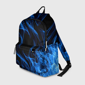 Рюкзак 3D с принтом BLUE FIRE FLAME в городе Новоалтайск, 100% полиэстер | лямки с регулируемой длиной, сверху петелька, чтобы рюкзак можно было повесить на вешалку. Основное отделение закрывается на молнию, как и внешний карман. Внутри два дополнительных кармана, один из которых закрывается на молнию. По бокам два дополнительных кармашка | bright | fire | flame | heat | light | wildfire | искры | огненный | огонь | пламя | пожар