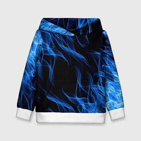 Детская толстовка 3D с принтом BLUE FIRE FLAME в городе Новоалтайск, 100% полиэстер | двухслойный капюшон со шнурком для регулировки, мягкие манжеты на рукавах и по низу толстовки, спереди карман-кенгуру с мягким внутренним слоем | Тематика изображения на принте: bright | fire | flame | heat | light | wildfire | искры | огненный | огонь | пламя | пожар