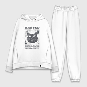 Женский костюм хлопок Oversize с принтом schrodingers cat в городе Новоалтайск,  |  | cat | dead | schrodingers cat | wanted | кот | кот шредингера | котик | котэ | розыск