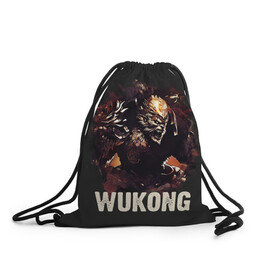 Рюкзак-мешок 3D с принтом Wukong в городе Новоалтайск, 100% полиэстер | плотность ткани — 200 г/м2, размер — 35 х 45 см; лямки — толстые шнурки, застежка на шнуровке, без карманов и подкладки | jinx | kda | league | lol | moba | pentakill | riot | rise | rus | skins | варвик | варус | воин | легенд | лига | лол | маг | стрелок | танк | чемпион
