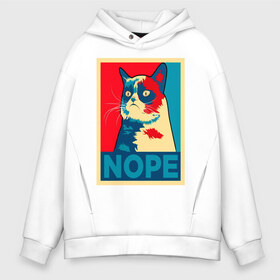 Мужское худи Oversize хлопок с принтом Grumpy Cat в городе Новоалтайск, френч-терри — 70% хлопок, 30% полиэстер. Мягкий теплый начес внутри —100% хлопок | боковые карманы, эластичные манжеты и нижняя кромка, капюшон на магнитной кнопке | cat | grumpy | meme | nope | интернет | кот | кот мем | кошка | мем | ноуп | прикол | угрюмый | юмор