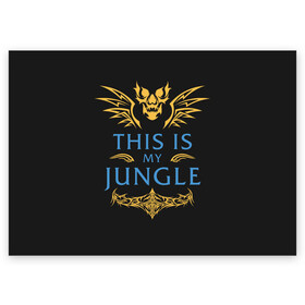 Поздравительная открытка с принтом This is my Jungle в городе Новоалтайск, 100% бумага | плотность бумаги 280 г/м2, матовая, на обратной стороне линовка и место для марки
 | Тематика изображения на принте: jinx | kda | league | lol | moba | pentakill | riot | rise | rus | skins | варвик | варус | воин | легенд | лига | лол | маг | стрелок | танк | чемпион