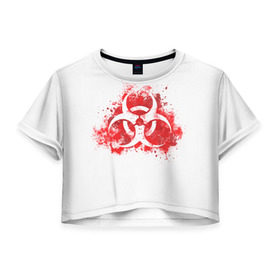 Женская футболка Crop-top 3D с принтом Plague Inc. в городе Новоалтайск, 100% полиэстер | круглая горловина, длина футболки до линии талии, рукава с отворотами | 2019 | biohazard | china | game | ncov | plague | virus | warning | вирус | игра | китай