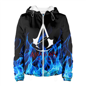 Женская куртка 3D с принтом  Assassin’s Creed в городе Новоалтайск, ткань верха — 100% полиэстер, подклад — флис | прямой крой, подол и капюшон оформлены резинкой с фиксаторами, два кармана без застежек по бокам, один большой потайной карман на груди. Карман на груди застегивается на липучку | Тематика изображения на принте: black flag | brotherhood | chronicles | creed | game | origins | revelations | rogue | syndicate | unity | альтаир | ассасин | игры | кинжал | пираты