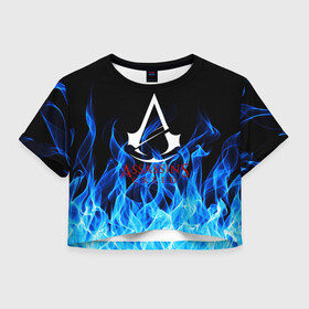 Женская футболка Crop-top 3D с принтом  Assassin’s Creed в городе Новоалтайск, 100% полиэстер | круглая горловина, длина футболки до линии талии, рукава с отворотами | Тематика изображения на принте: black flag | brotherhood | chronicles | creed | game | origins | revelations | rogue | syndicate | unity | альтаир | ассасин | игры | кинжал | пираты