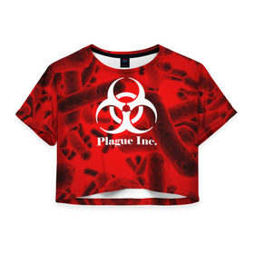 Женская футболка Crop-top 3D с принтом PLAGUE INC. в городе Новоалтайск, 100% полиэстер | круглая горловина, длина футболки до линии талии, рукава с отворотами | molecule | plague inc | абстракция | бактерии | вирус | клетки | медицина | микробы | молекулы | наука | нейрон | нейроны | планета | текстура | текстуры | формула