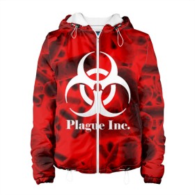 Женская куртка 3D с принтом PLAGUE INC. в городе Новоалтайск, ткань верха — 100% полиэстер, подклад — флис | прямой крой, подол и капюшон оформлены резинкой с фиксаторами, два кармана без застежек по бокам, один большой потайной карман на груди. Карман на груди застегивается на липучку | molecule | plague inc | абстракция | бактерии | вирус | клетки | медицина | микробы | молекулы | наука | нейрон | нейроны | планета | текстура | текстуры | формула