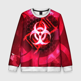 Детский свитшот 3D с принтом Plague Inc LC (Oko) в городе Новоалтайск, 100% полиэстер | свободная посадка, прямой крой, мягкая тканевая резинка на рукавах и понизу свитшота | авторская | вирус | знаки | игры | интересная | каракули | круг | лабиринт | линии | мозаика | необычная | око | символы | страшная | туннель | черная | эпидемия