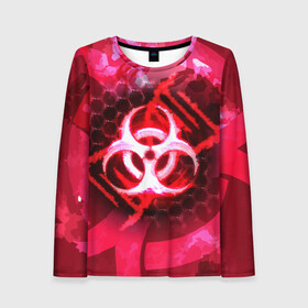 Женский лонгслив 3D с принтом Plague Inc LC (Oko) в городе Новоалтайск, 100% полиэстер | длинные рукава, круглый вырез горловины, полуприлегающий силуэт | авторская | вирус | знаки | игры | интересная | каракули | круг | лабиринт | линии | мозаика | необычная | око | символы | страшная | туннель | черная | эпидемия