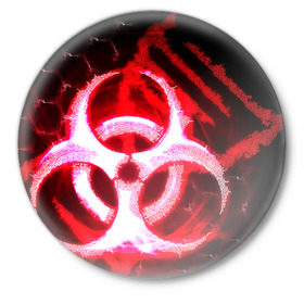 Значок с принтом Plague Inc ShB (Oko) в городе Новоалтайск,  металл | круглая форма, металлическая застежка в виде булавки | Тематика изображения на принте: авторская | вирус | знаки | игры | интересная | каракули | круг | лабиринт | линии | мозаика | необычная | око | символы | страшная | туннель | черная | эпидемия
