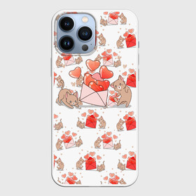 Чехол для iPhone 13 Pro Max с принтом Котики в городе Новоалтайск,  |  | Тематика изображения на принте: животное | конверт | кот | милый | сердце
