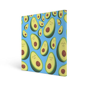 Холст квадратный с принтом Авокадо паттерн в городе Новоалтайск, 100% ПВХ |  | avocado | vegan | vegetarian | авокадо | веган | вегетарианство