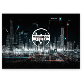 Поздравительная открытка с принтом WATCH DOGS:LEGION в городе Новоалтайск, 100% бумага | плотность бумаги 280 г/м2, матовая, на обратной стороне линовка и место для марки
 | ded sec | game | name | ubisoft | watch dogs | watch dogs 2 | watch dogs legion | город | девушка | дрон | игры | имена | компьютеры | пистолет | телефон | технологии | хакер | юби