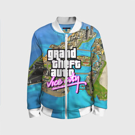 Детский бомбер 3D с принтом GRAND THEFT AUTO:VICE CITY в городе Новоалтайск, 100% полиэстер | застегивается на молнию, по бокам два кармана без застежек, мягкие манжеты, по низу бомбера и на воротнике — эластичная резинка | grand theft auto 2 | grand theft auto 3 | grand theft auto v | grand theft auto: san andreas | grand theft auto: vice city | gta 5 | gta online | gta v | город | игры