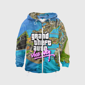 Детская ветровка 3D с принтом GRAND THEFT AUTO:VICE CITY в городе Новоалтайск, 100% полиэстер | подол и капюшон оформлены резинкой с фиксаторами, по бокам два кармана без застежек, один потайной карман на груди | grand theft auto 2 | grand theft auto 3 | grand theft auto v | grand theft auto: san andreas | grand theft auto: vice city | gta 5 | gta online | gta v | город | игры
