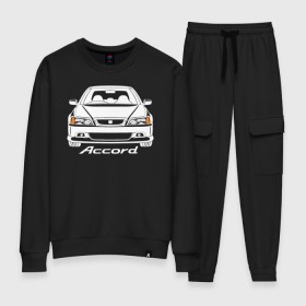 Женский костюм хлопок с принтом Honda Accord CF, 6 поколение в городе Новоалтайск, 100% хлопок | на свитшоте круглая горловина, мягкая резинка по низу. Брюки заужены к низу, на них два вида карманов: два 