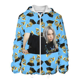 Мужская куртка 3D с принтом Billie Eilish Grammy в городе Новоалтайск, ткань верха — 100% полиэстер, подклад — флис | прямой крой, подол и капюшон оформлены резинкой с фиксаторами, два кармана без застежек по бокам, один большой потайной карман на груди. Карман на груди застегивается на липучку | Тематика изображения на принте: billie | eilish | grammy | айлиш | билли | грэмми