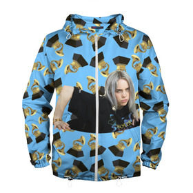 Мужская ветровка 3D с принтом Billie Eilish Grammy в городе Новоалтайск, 100% полиэстер | подол и капюшон оформлены резинкой с фиксаторами, два кармана без застежек по бокам, один потайной карман на груди | billie | eilish | grammy | айлиш | билли | грэмми