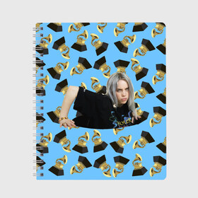 Тетрадь с принтом Billie Eilish Grammy в городе Новоалтайск, 100% бумага | 48 листов, плотность листов — 60 г/м2, плотность картонной обложки — 250 г/м2. Листы скреплены сбоку удобной пружинной спиралью. Уголки страниц и обложки скругленные. Цвет линий — светло-серый
 | billie | eilish | grammy | айлиш | билли | грэмми