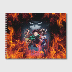 Альбом для рисования с принтом KIMETSU NO YAIBA в городе Новоалтайск, 100% бумага
 | матовая бумага, плотность 200 мг. | demon slayer | demon slayer: kimetsu no yaiba | kimetsu | kimetsu no yaiba | nezuko | slayer | tanjiro | клинок рассекающий демонов | незуко | танджиро | шинобу кочо