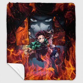 Плед с рукавами с принтом KIMETSU NO YAIBA в городе Новоалтайск, 100% полиэстер | Закругленные углы, все края обработаны. Ткань не мнется и не растягивается. Размер 170*145 | demon slayer | demon slayer: kimetsu no yaiba | kimetsu | kimetsu no yaiba | nezuko | slayer | tanjiro | клинок рассекающий демонов | незуко | танджиро | шинобу кочо