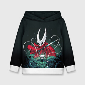 Детская толстовка 3D с принтом Hollow Knight в городе Новоалтайск, 100% полиэстер | двухслойный капюшон со шнурком для регулировки, мягкие манжеты на рукавах и по низу толстовки, спереди карман-кенгуру с мягким внутренним слоем | Тематика изображения на принте: grimm | hallounest | heart of nightmare | hollow knight | hornet | knight | quirrell | silksong | гримм | квиррел | рыцарь | халлоунест | холлоу найт | хорнет