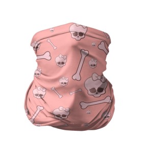 Бандана-труба 3D с принтом Cute bones в городе Новоалтайск, 100% полиэстер, ткань с особыми свойствами — Activecool | плотность 150‒180 г/м2; хорошо тянется, но сохраняет форму | Тематика изображения на принте: bone | pink | pink skull | skeleton | skull | кости | розовый | череп