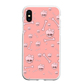 Чехол для iPhone XS Max матовый с принтом Cute bones в городе Новоалтайск, Силикон | Область печати: задняя сторона чехла, без боковых панелей | Тематика изображения на принте: bone | pink | pink skull | skeleton | skull | кости | розовый | череп
