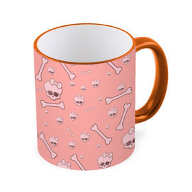 Кружка с принтом Cute bones в городе Новоалтайск, керамика | ёмкость 330 мл | bone | pink | pink skull | skeleton | skull | кости | розовый | череп