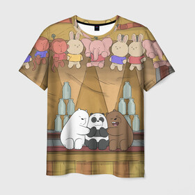 Мужская футболка 3D с принтом We Bare Bear в городе Новоалтайск, 100% полиэфир | прямой крой, круглый вырез горловины, длина до линии бедер | grizzly | ice bear | panda | the three bare bears | vdzajul | we bare bears | белый | вся правда о медведях | гризли | панда | правда