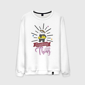 Мужской свитшот хлопок с принтом Panda cutest Thing в городе Новоалтайск, 100% хлопок |  | grizzly | ice bear | panda | the three bare bears | vdzajul | we bare bears | белый | вся правда о медведях | гризли | панда | правда